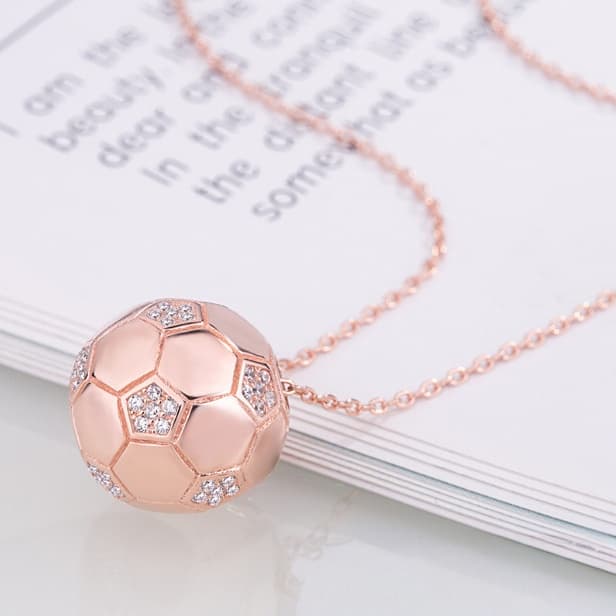 Rose Gold Pearl Football FIFA World Cup 2026 Collarbone Necklace — front view
