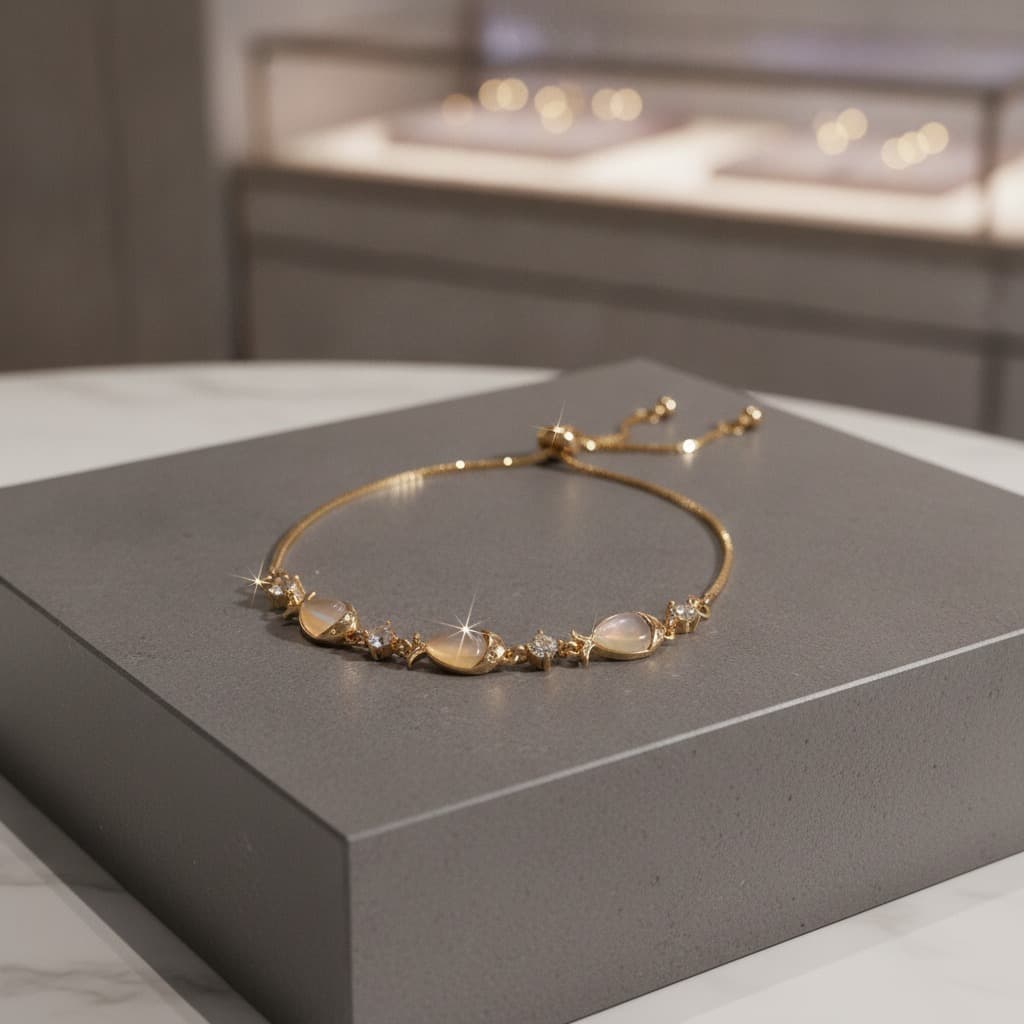 Gold Opal Fish Charm Bracelet — view 3