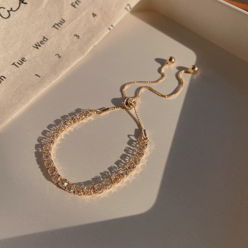 Gold Full Crystal Tennis Bracelet — view 2