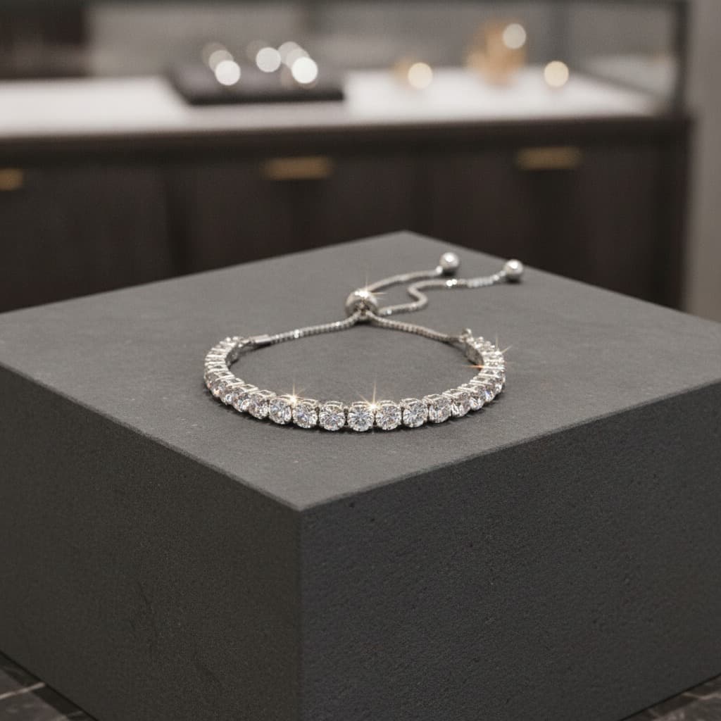 Silver Full Crystal Tennis Bracelet — view 2