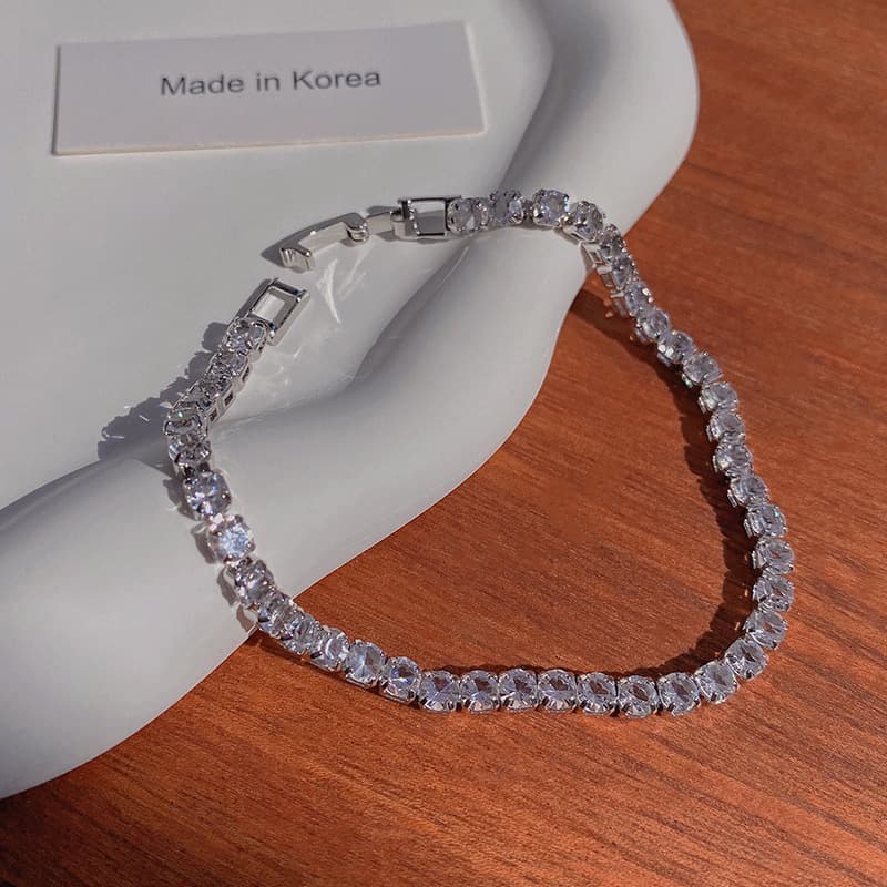 Silver Crystal and Pearl Half Chain Bracelet — Bracelet pearls from Mowey Studio