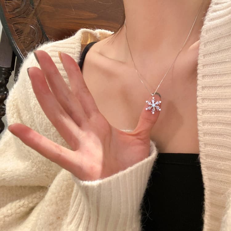 Silver CZ Snowflake Pendant Necklace — Necklace pendants from Mowey Studio