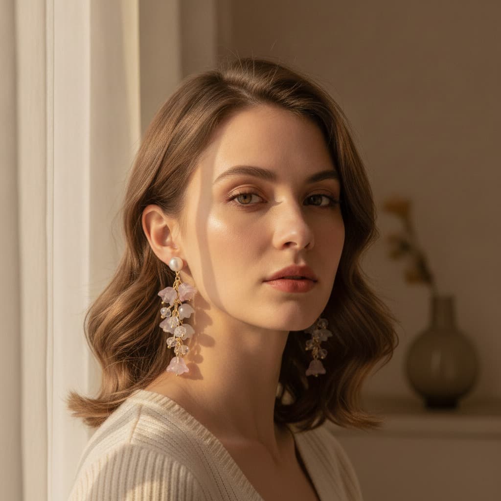 Opal Bell Cluster Crystal Drop Earring — view 2