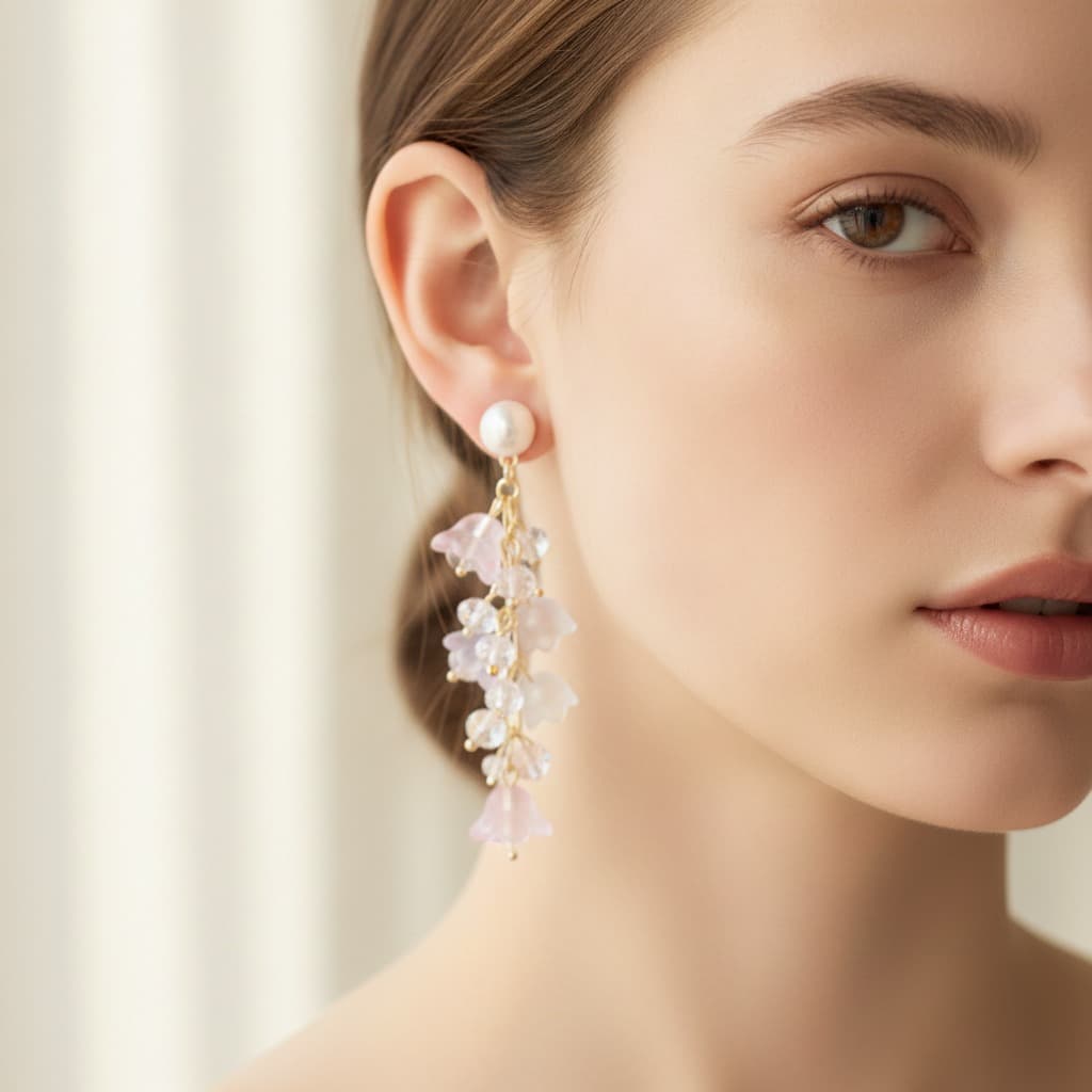 Opal Bell Cluster Crystal Drop Earring — view 3