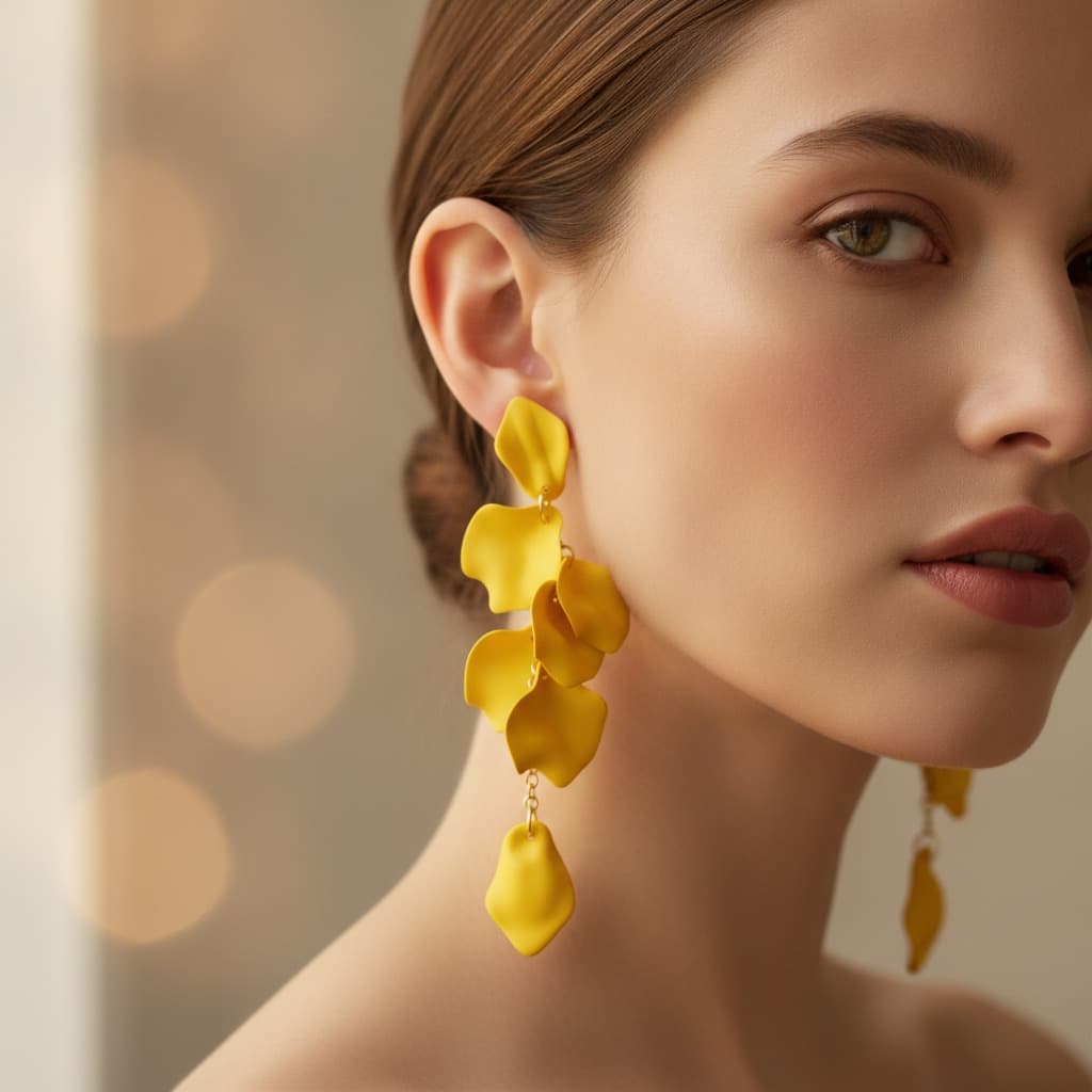 Marigold Matte Petal Cascade Drop Earring — view 2