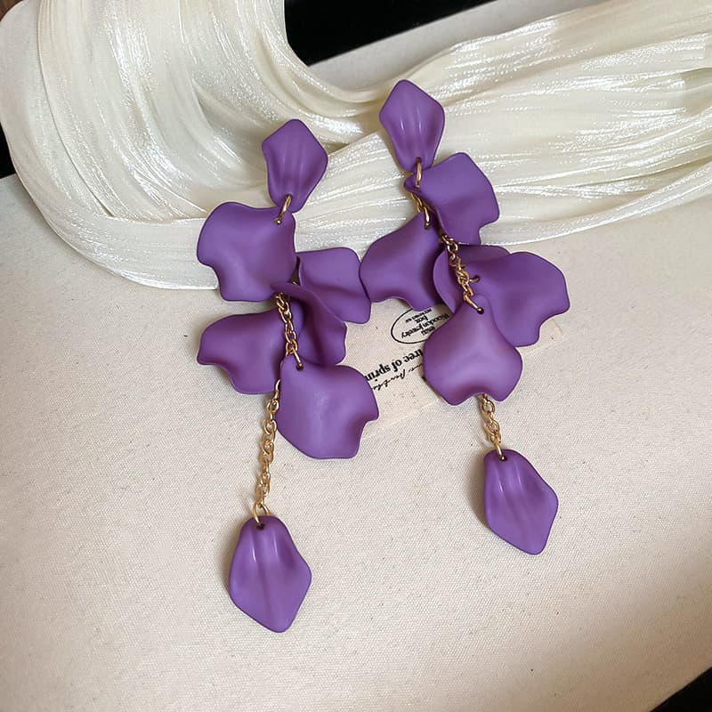 Wisteria Matte Petal Cascade Drop Earring — front view
