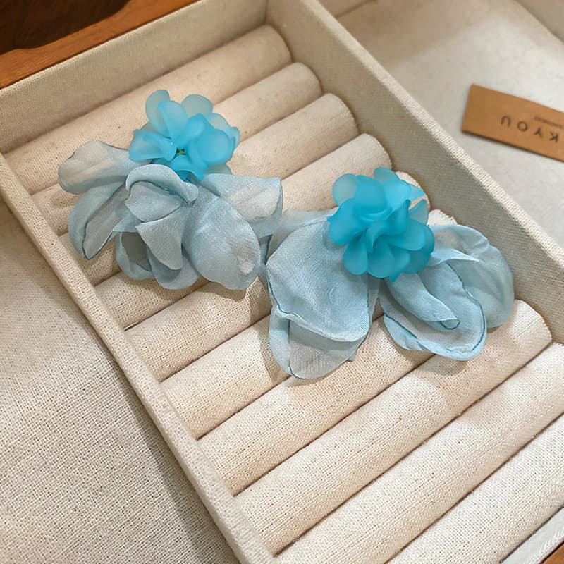Sky Chiffon Bloom Stud Earring — front view