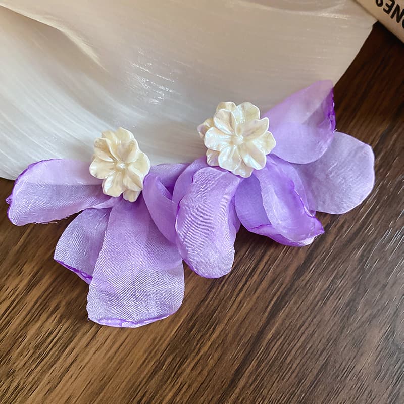 Wisteria Silk Petal Shell Drop Earring — front view