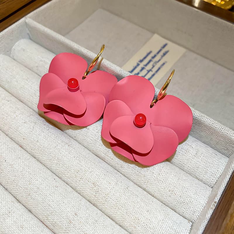 Blush Matte Poppy Gold Hoop Hook Earring — Earring pearls from Mowey Studio