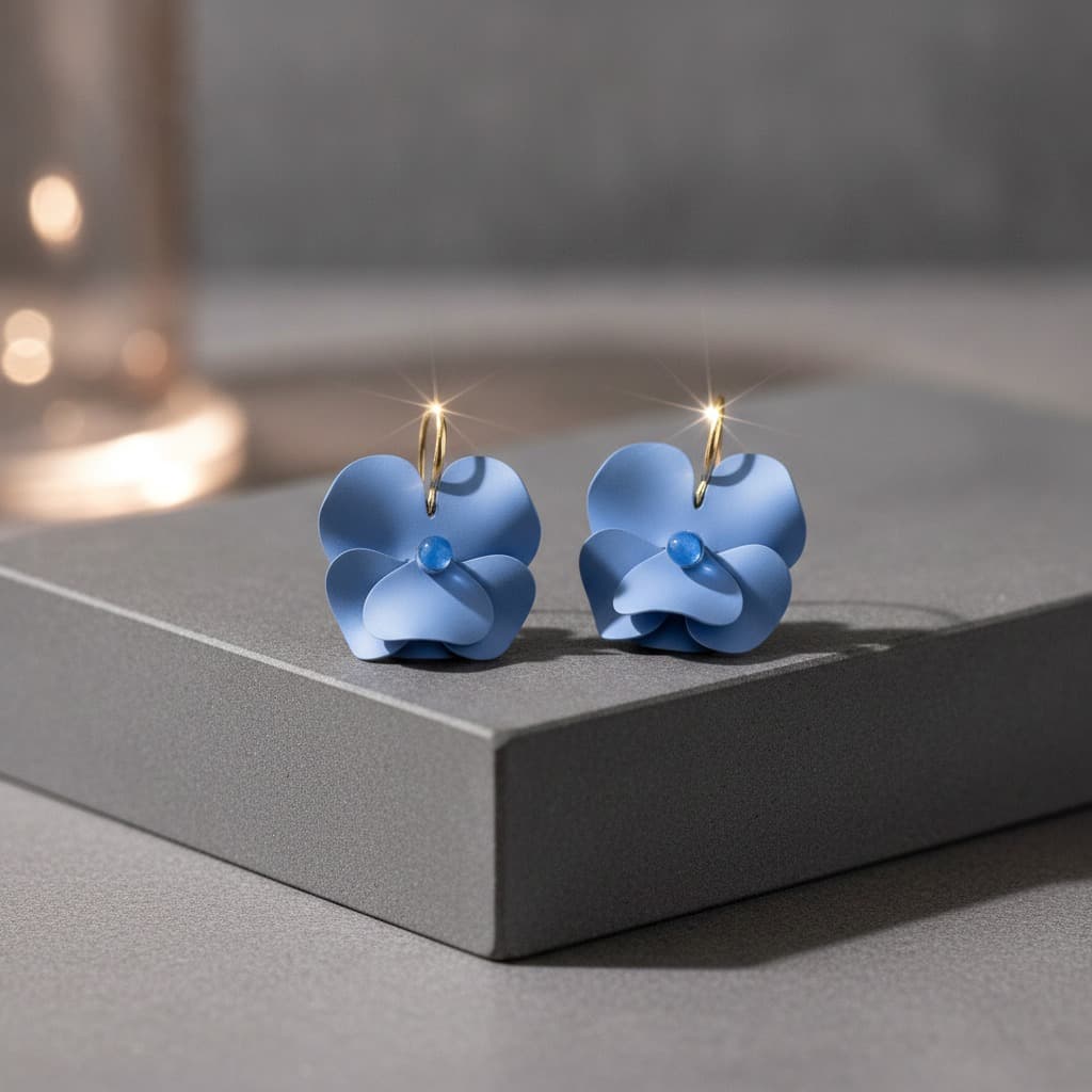 Sky Matte Poppy Gold Hoop Hook Earring — view 2