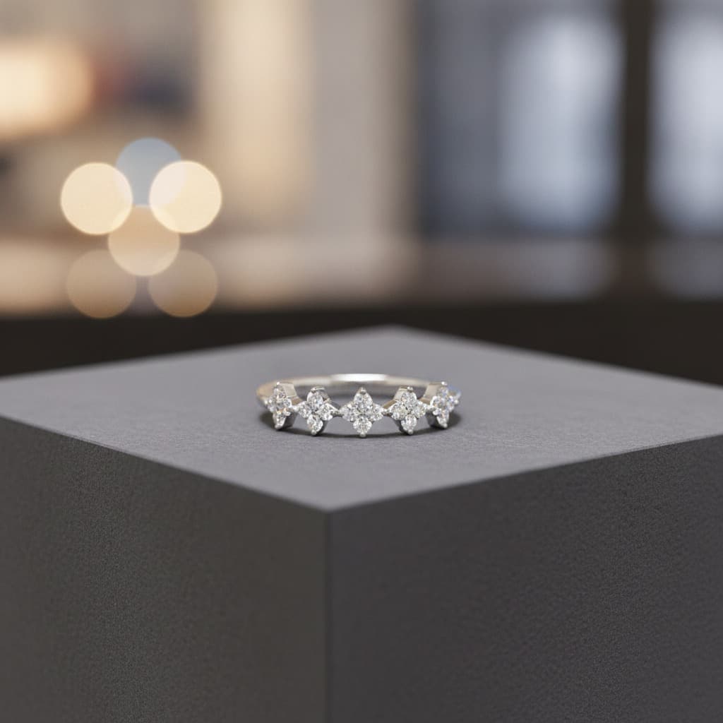 Silver Aurora Star Cluster Open Ring — view 2