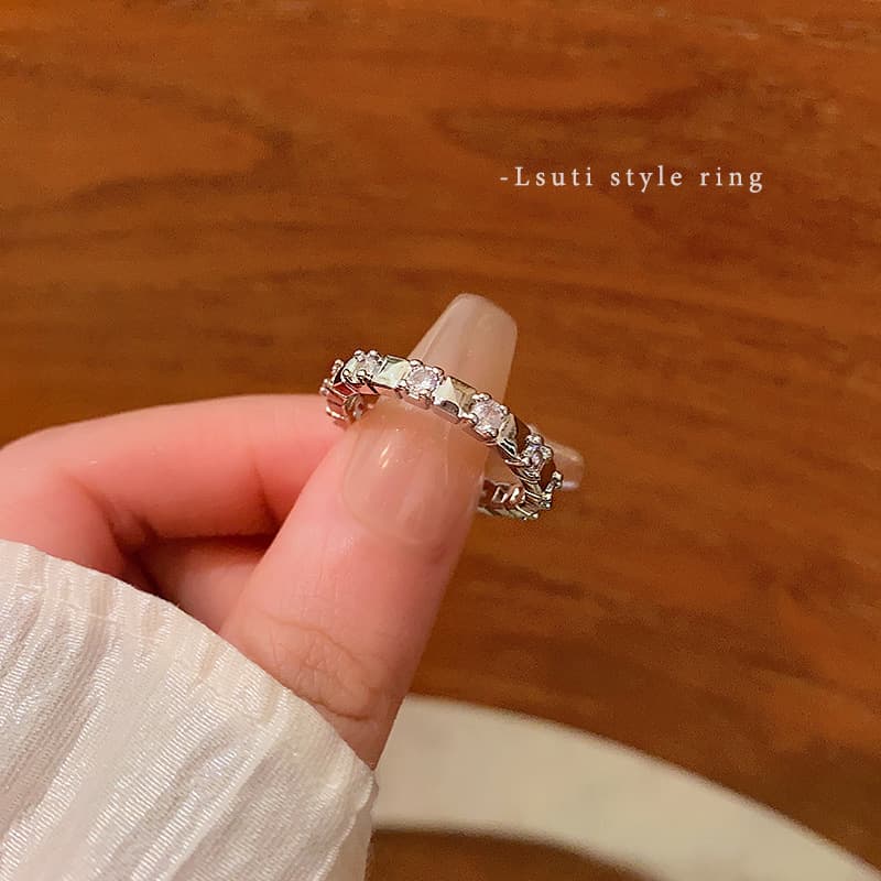 Silver Full CZ Eternity Open Ring — front view