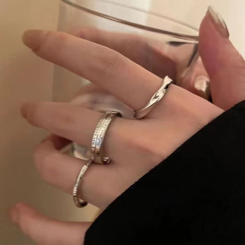 Silver Three Piece Stacked Ring Set — Ring minimals from Mowey Studio