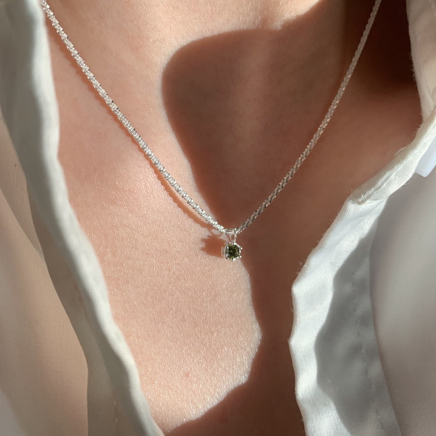 Tennis Chain Green CZ Drop Necklace — Necklace pendants from Mowey Studio