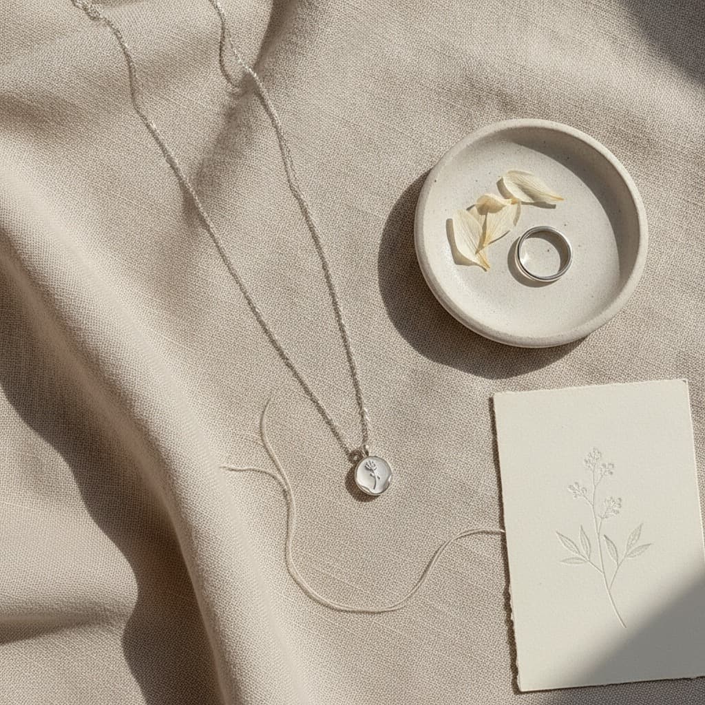 Rose Bud Medallion Necklace — view 4