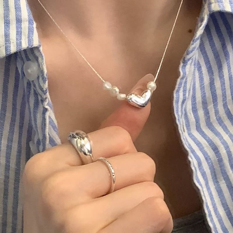 Pearl Heart Cord Necklace — Necklace pearls from Mowey Studio