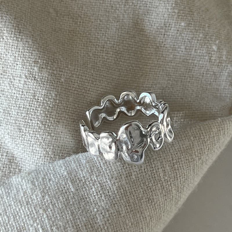 Molten Pebble Texture Open Ring — Ring minimals from Mowey Studio