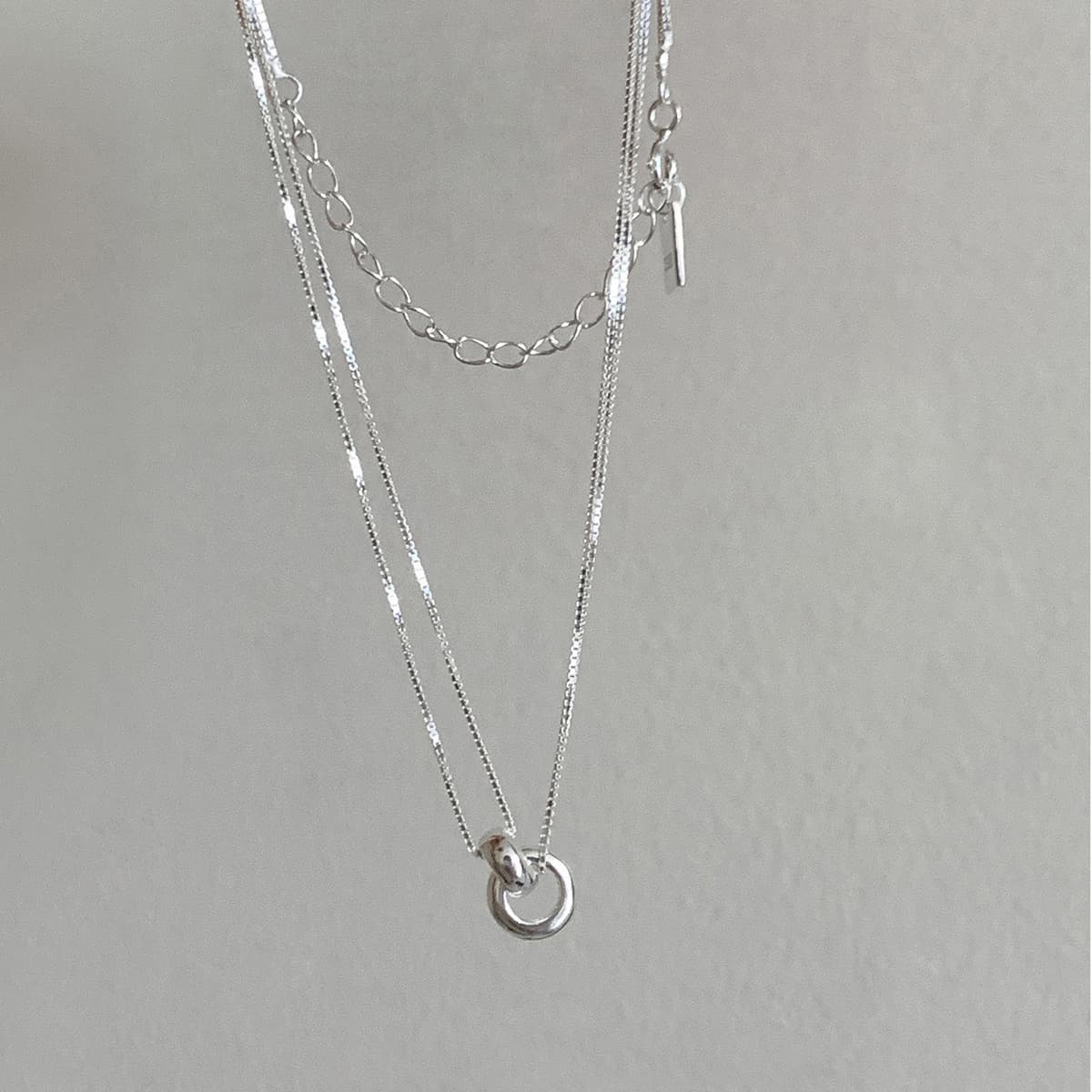 Dual Chain Circle Charm Necklace — Necklace layereds from Mowey Studio