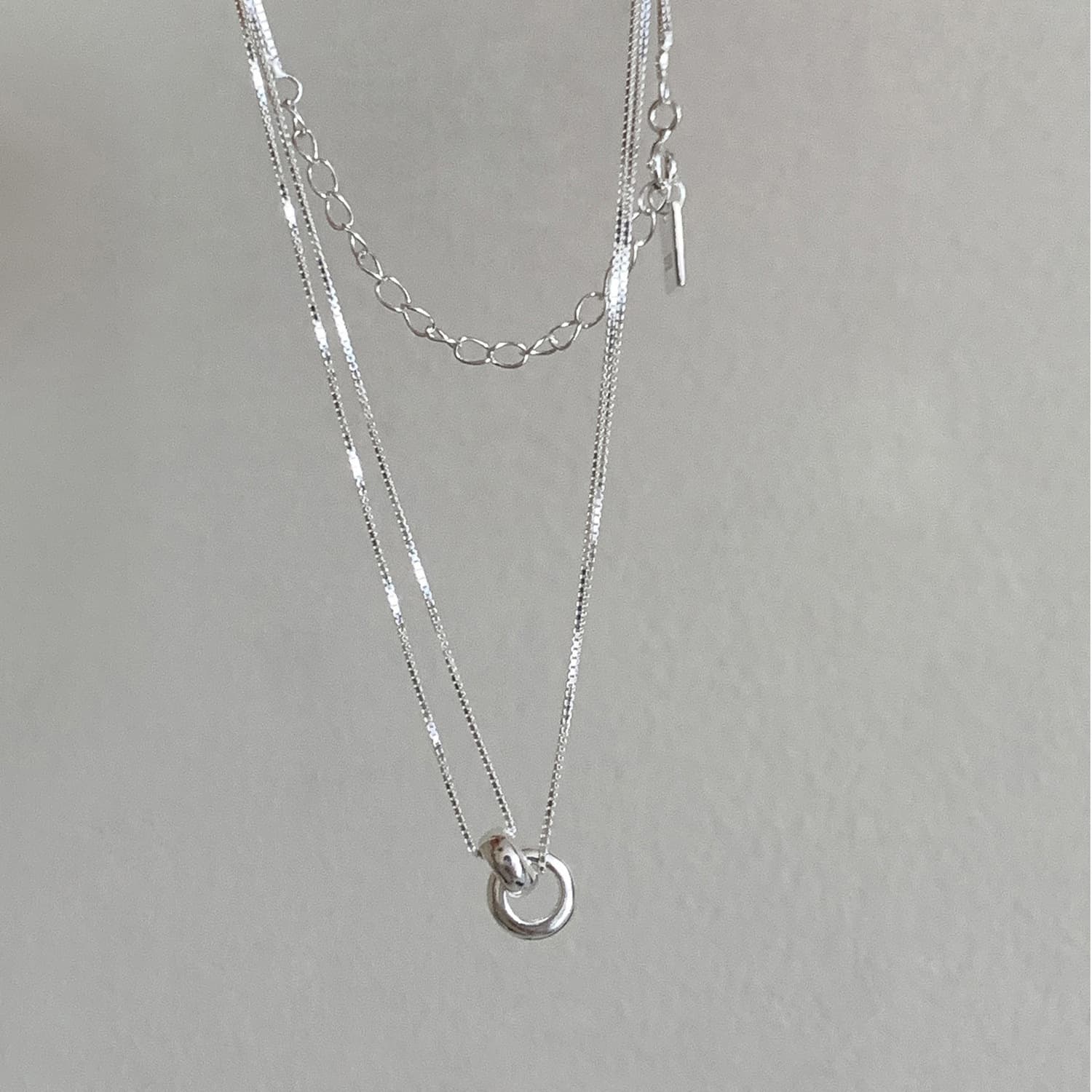Dual Chain Circle Charm Necklace — Necklace layereds from Mowey Studio