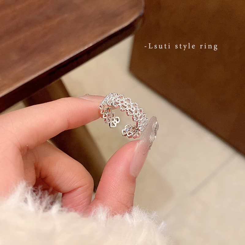 Silver Lace Floral Cutwork Open Ring — Ring statements from Mowey Studio