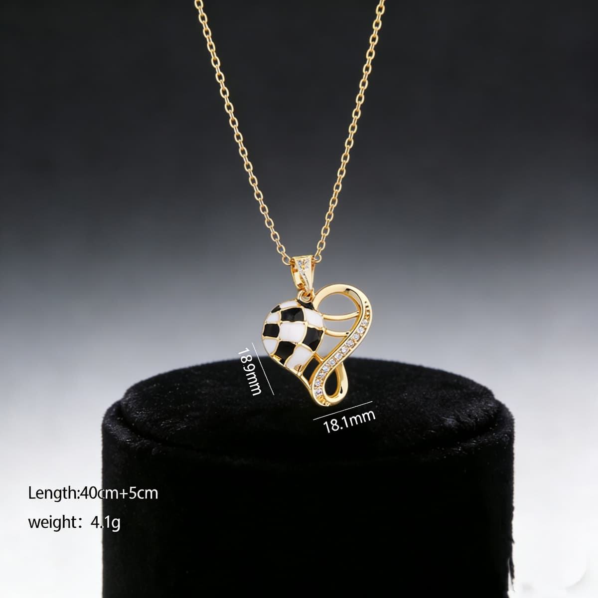 Black Alloy Heart & Football FIFA World Cup 2026 Pendant Necklace — front view