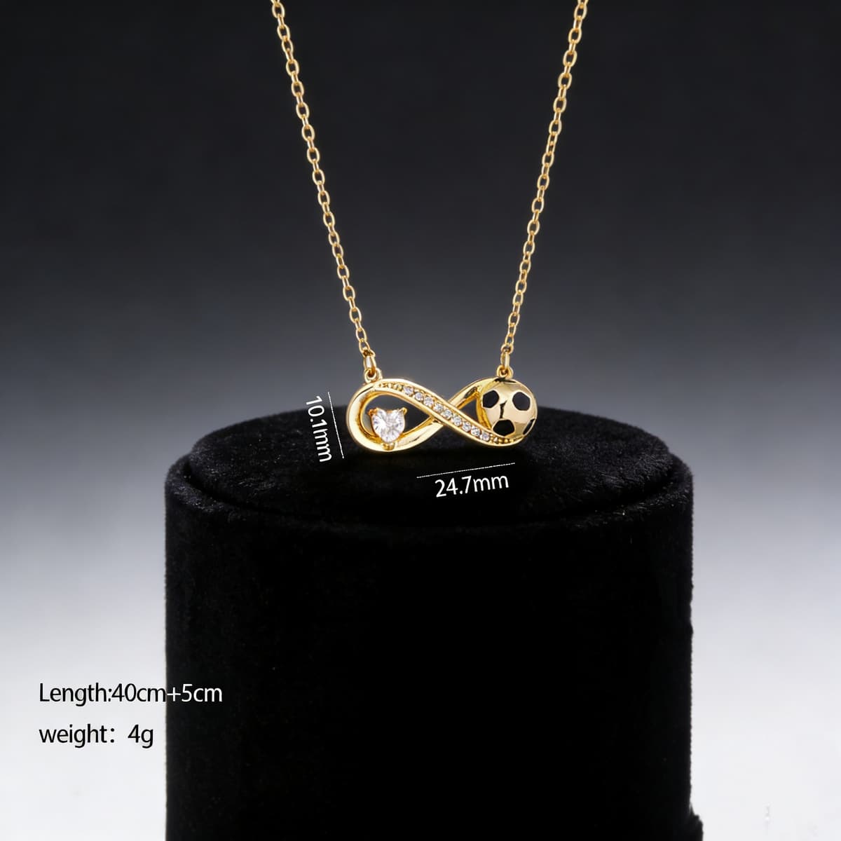 Two-Tone Alloy Heart & Football FIFA World Cup 2026 Pendant Necklace — front view
