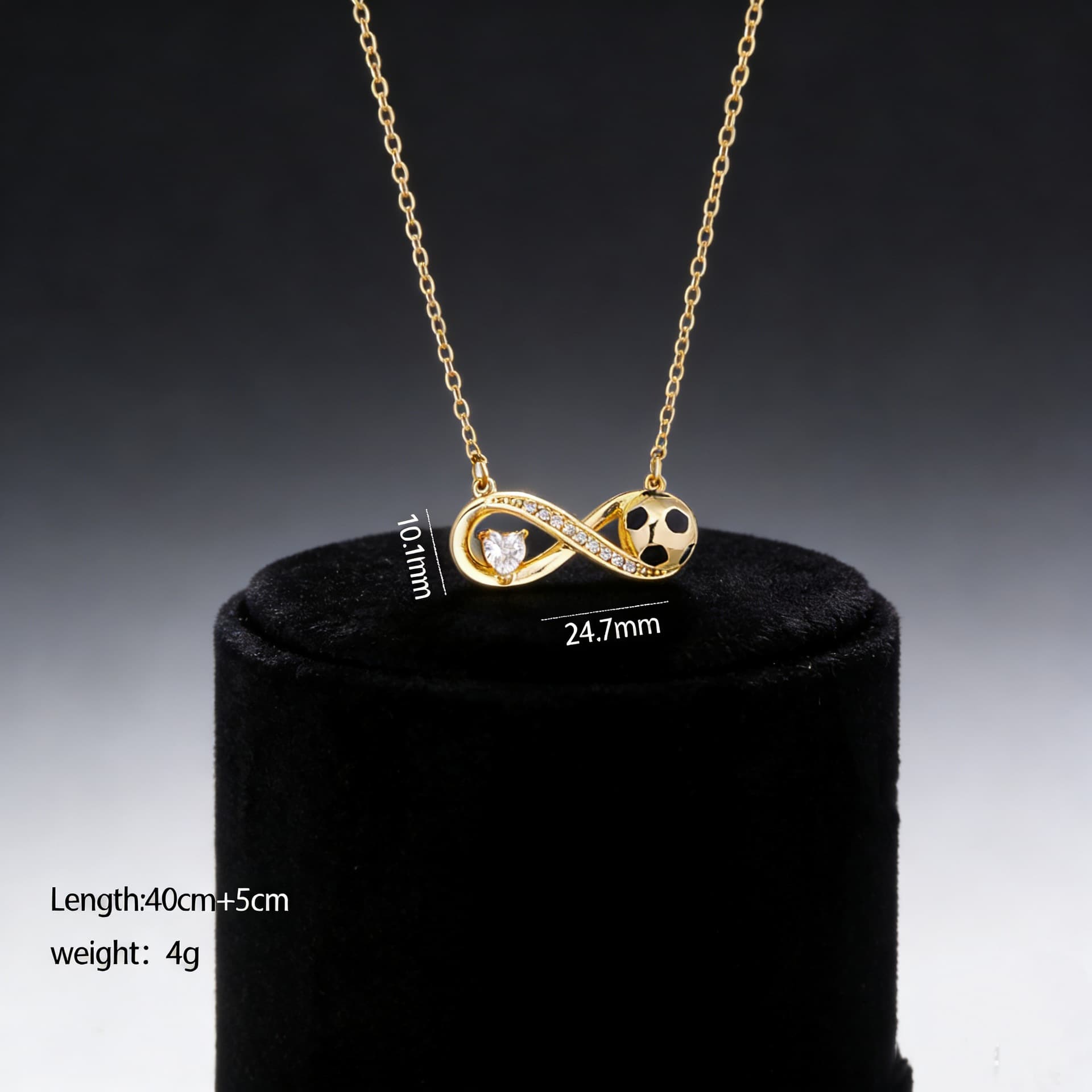 Two-Tone Alloy Heart & Football FIFA World Cup 2026 Pendant Necklace — front view