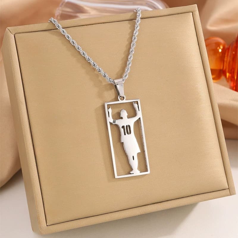 Silver No.10 Argentina Messi FIFA World Cup 2026 Crystal Player Pendant Necklace — Necklace pendants from Mowey Studio