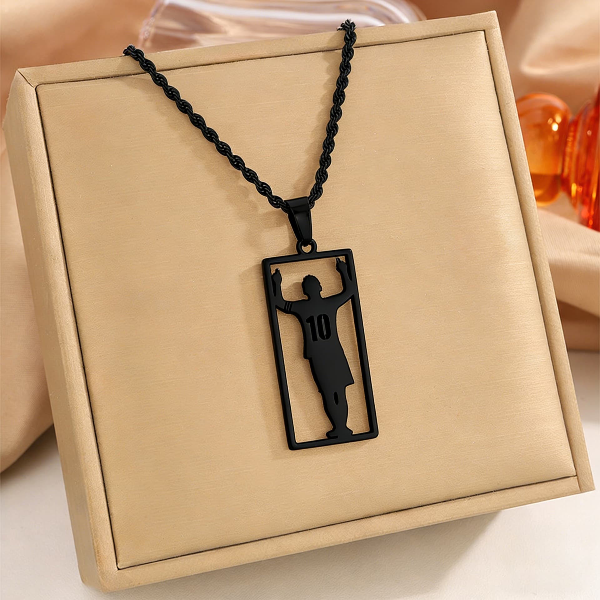 Black No.10 Argentina Messi FIFA World Cup 2026 Crystal Player Pendant Necklace — Necklace pendants from Mowey Studio