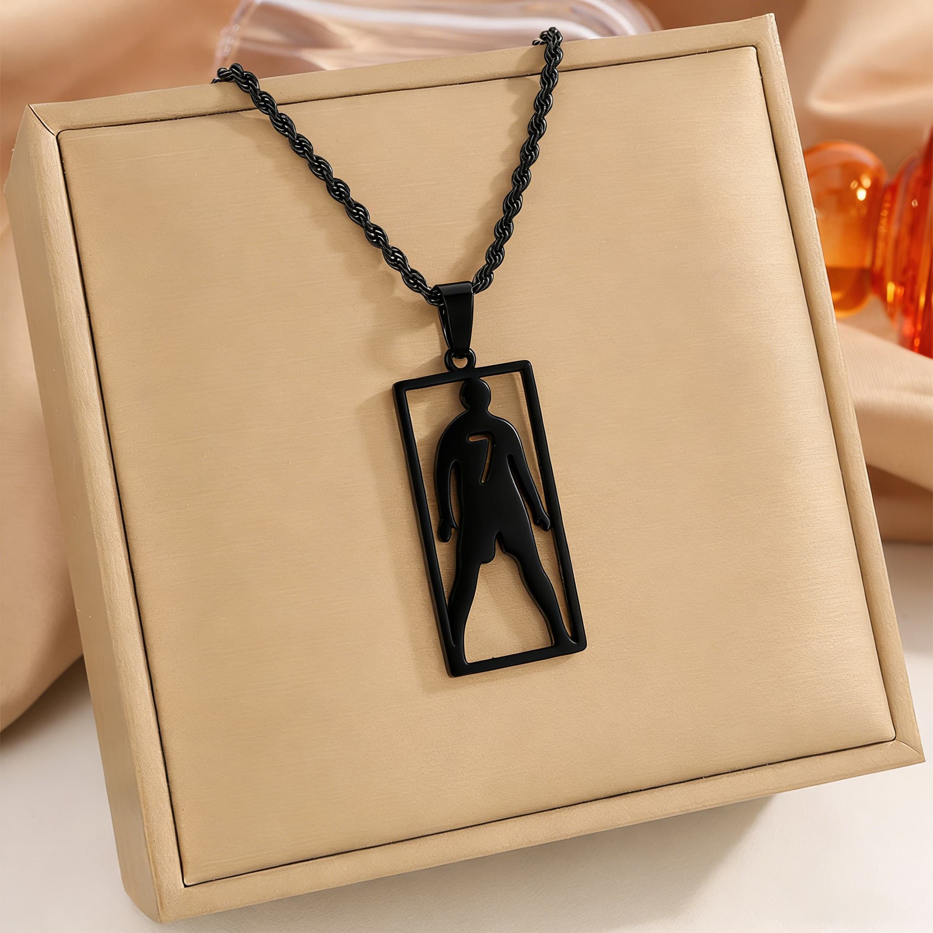 Black No.7 Portugal Ronaldo FIFA World Cup 2026 Crystal Player Pendant Necklace — Necklace pendants from Mowey Studio