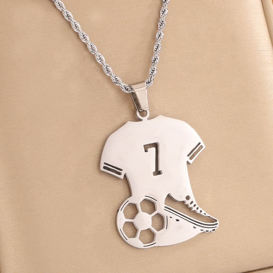 Silver No.7 Portugal Ronaldo FIFA World Cup 2026 Jersey Pendant Necklace — front view