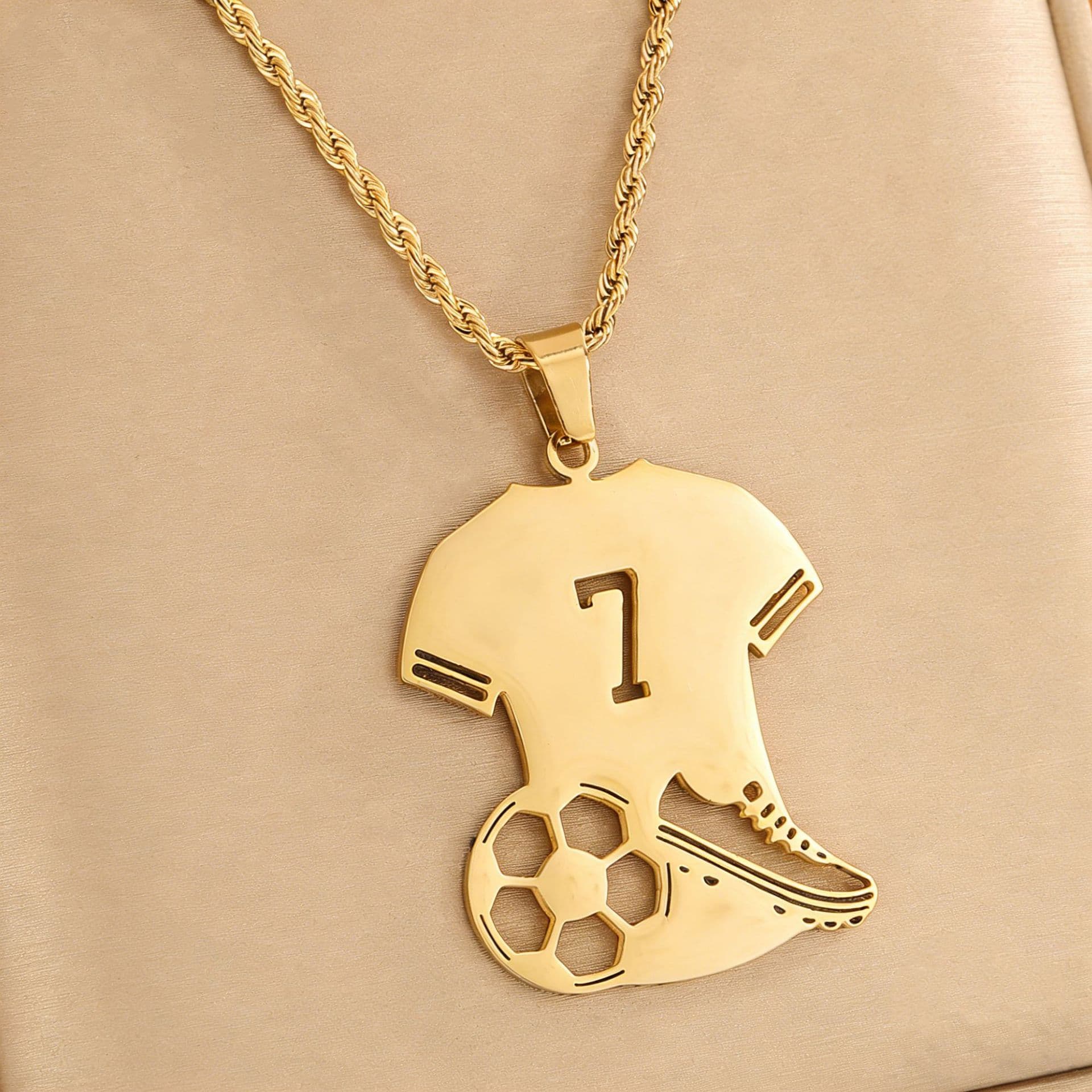 Gold No.7 Portugal Ronaldo FIFA World Cup 2026 Jersey Pendant Necklace — Necklace pendants from Mowey Studio