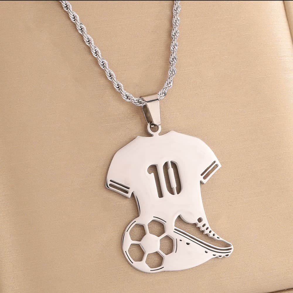 Steel No.10 Argentina Messi FIFA World Cup 2026 Jersey Pendant Necklace — front view