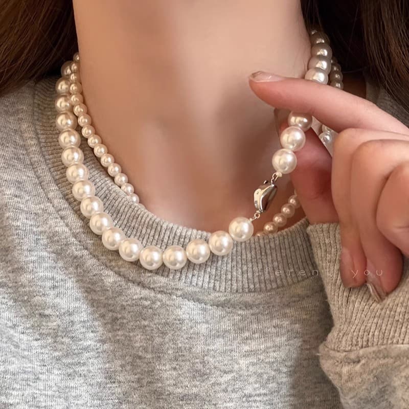Silver Large Pearl Choker Necklace — Necklace chokers from Mowey Studio