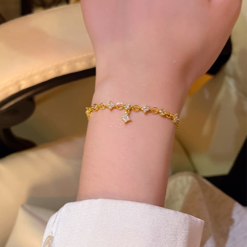 Gold Zircon Star Cluster Charm Chain Bracelet — Bracelet charms from Mowey Studio