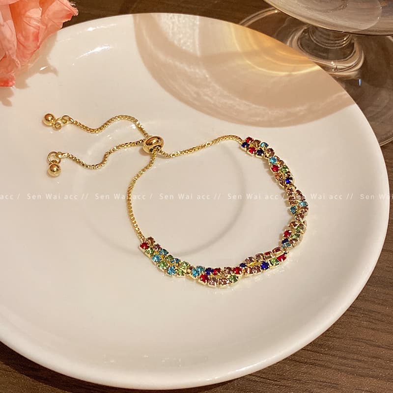 Gold Multicolour Crystal Tennis Bracelet — Bracelet crystals from Mowey Studio