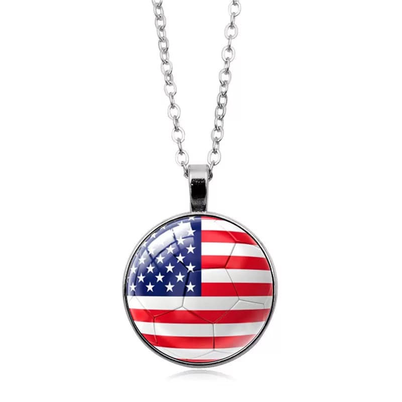 USA Flag Football FIFA World Cup 2026 Pendant Necklace — front view