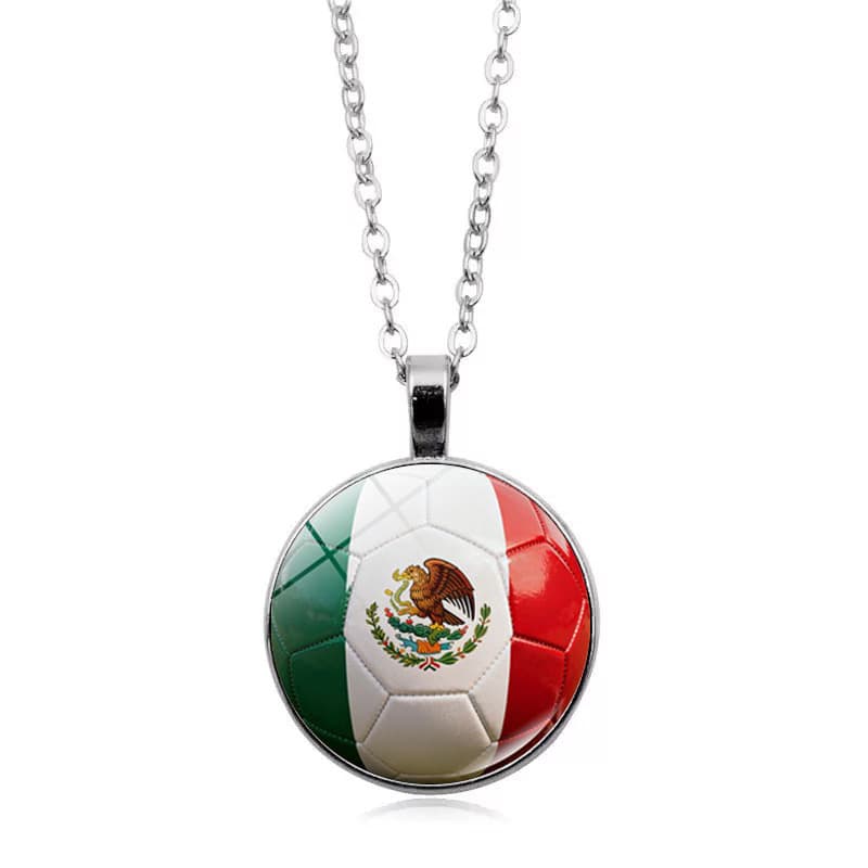Mexico Flag Football FIFA World Cup 2026 Pendant Necklace — front view