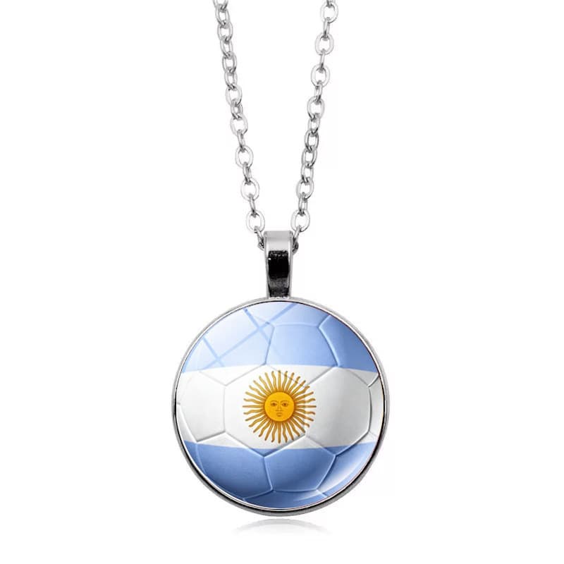 Argentina Flag Football FIFA World Cup 2026 Pendant Necklace — front view