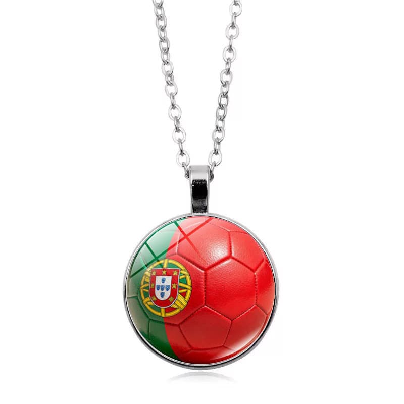 Portugal Flag Football FIFA World Cup 2026 Pendant Necklace — front view