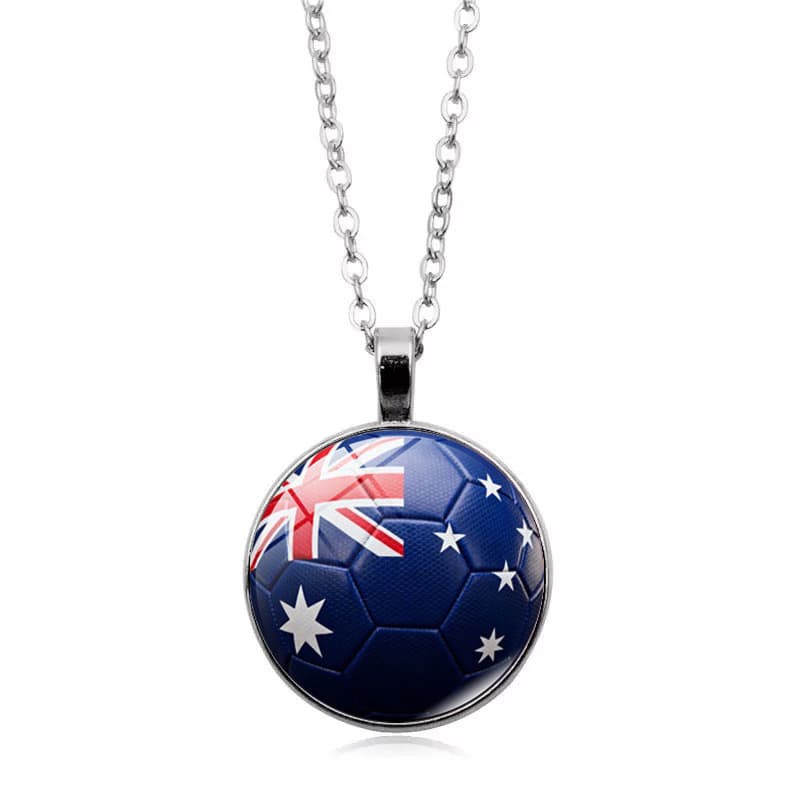 Australia Flag Football FIFA World Cup 2026 Pendant Necklace — front view
