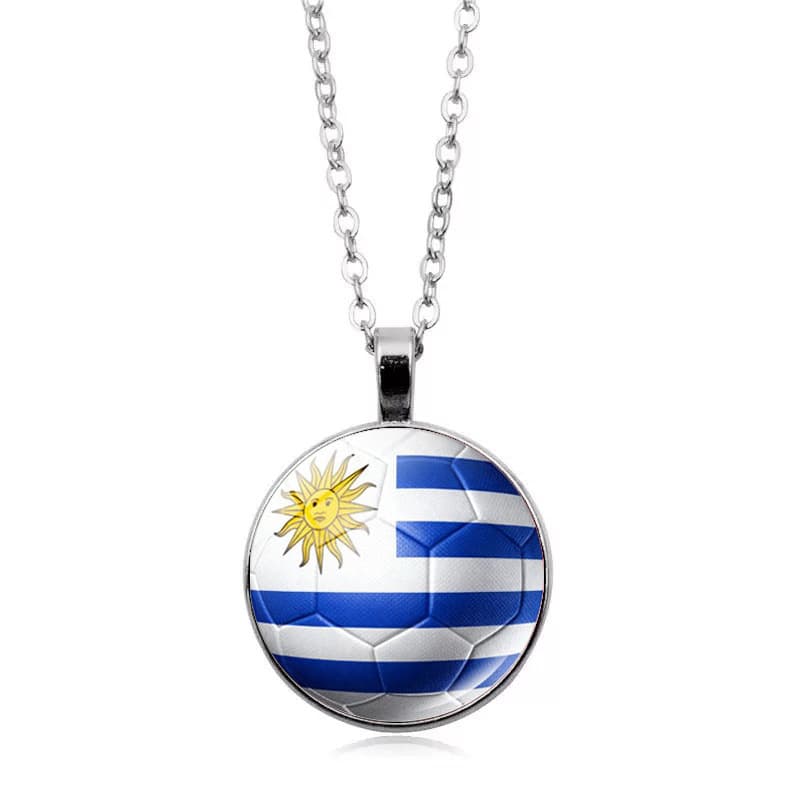 Uruguay Flag Football FIFA World Cup 2026 Pendant Necklace — front view