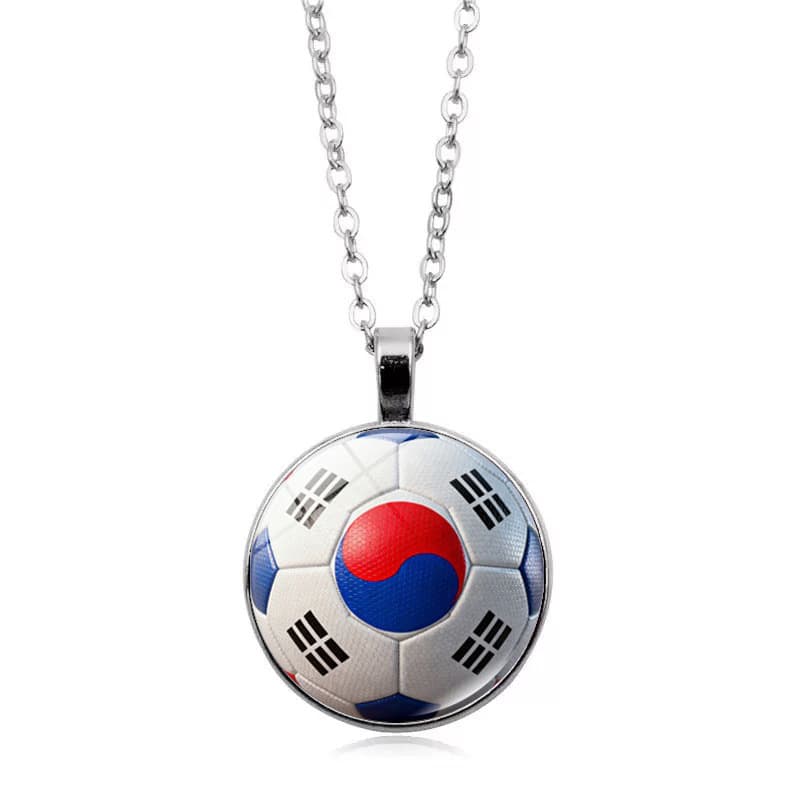 South Korea Flag Football FIFA World Cup 2026 Pendant Necklace — front view