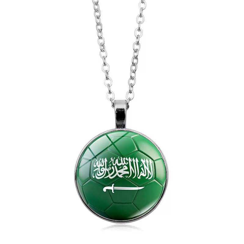 Saudi Arabia Flag Football FIFA World Cup 2026 Pendant Necklace — front view