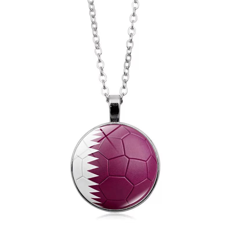 Qatar Flag Football FIFA World Cup 2026 Pendant Necklace — front view