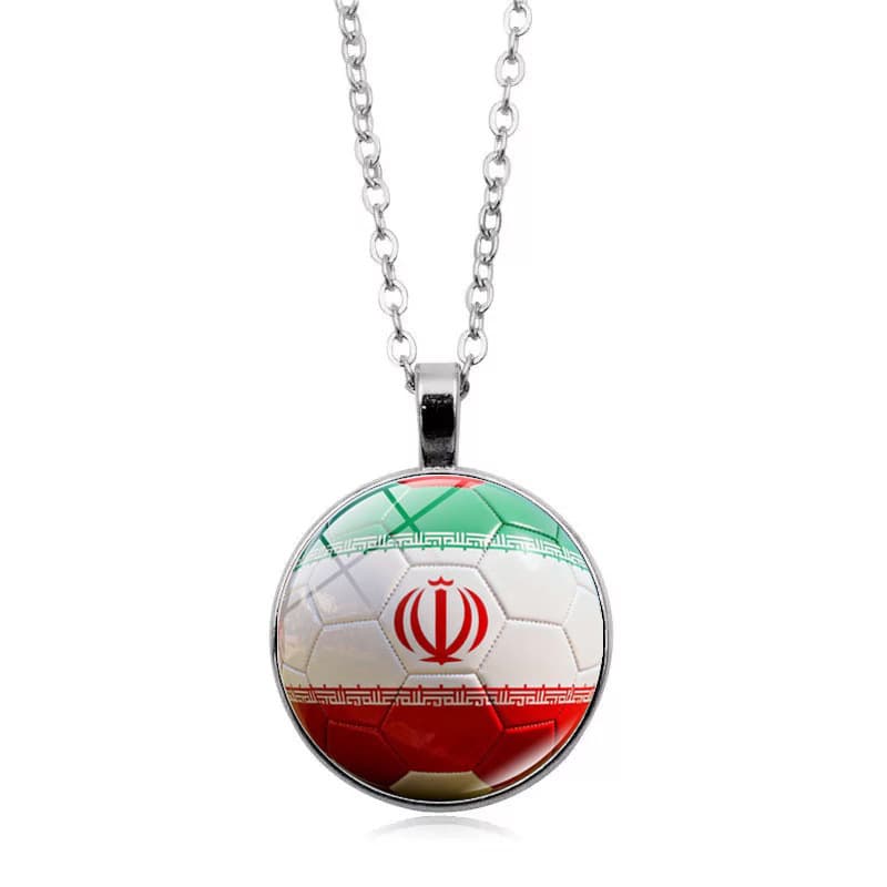 Iran Flag Football FIFA World Cup 2026 Pendant Necklace — front view