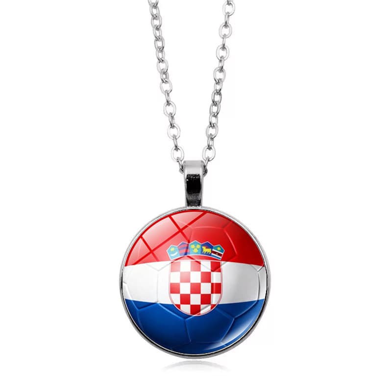 Croatia Flag Football FIFA World Cup 2026 Pendant Necklace — front view