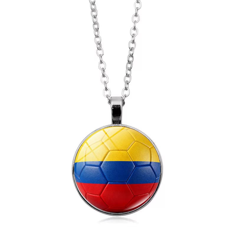 Colombia Flag Football FIFA World Cup 2026 Pendant Necklace — front view