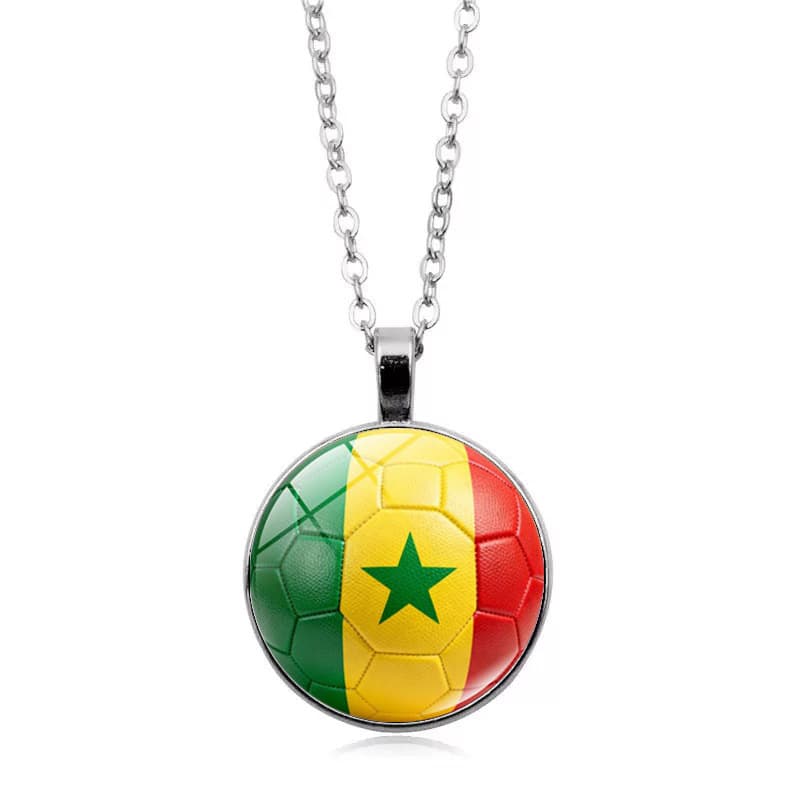 Senegal Flag Football FIFA World Cup 2026 Pendant Necklace — front view