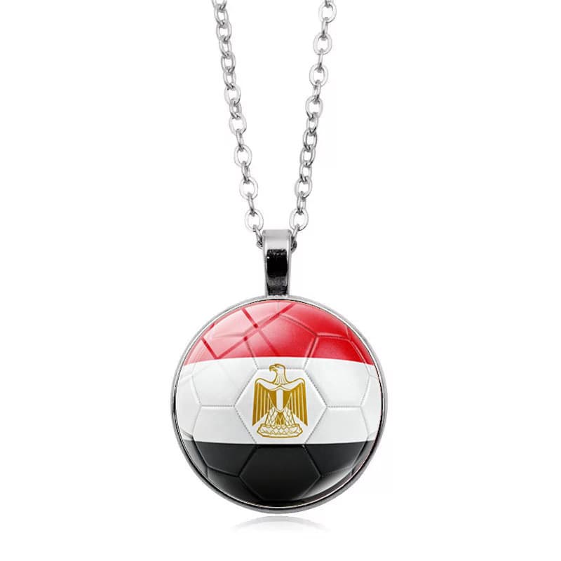 Egypt Flag Football FIFA World Cup 2026 Pendant Necklace — front view
